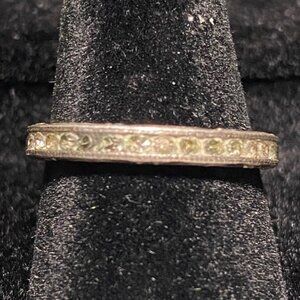 Ring CZ Cubic Zirconia Size 7 Faceted Vintage Jewelry Sterling Silver Stamped "S